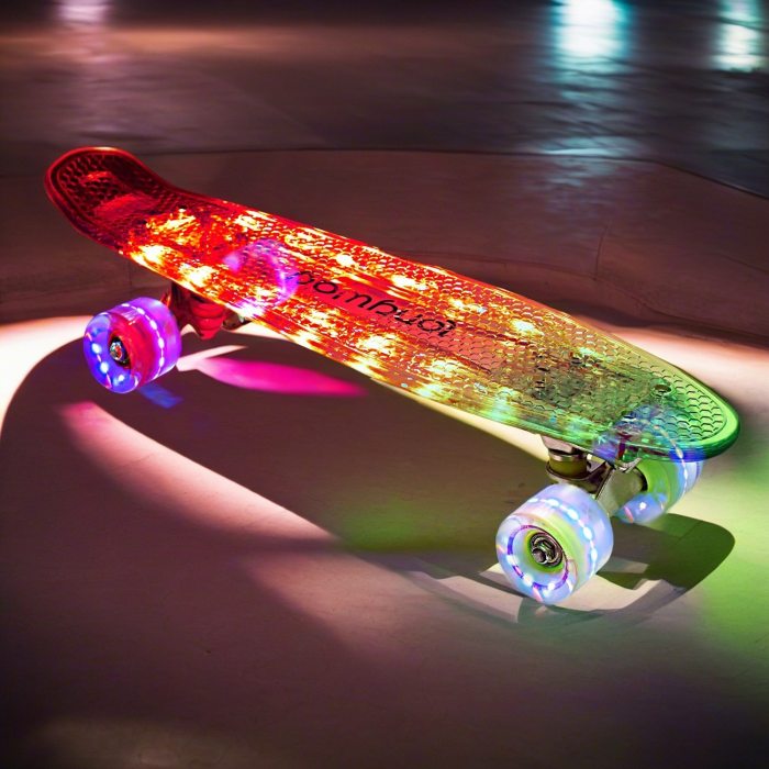 Leuchtendes Pennyboard mit LED-Rollen