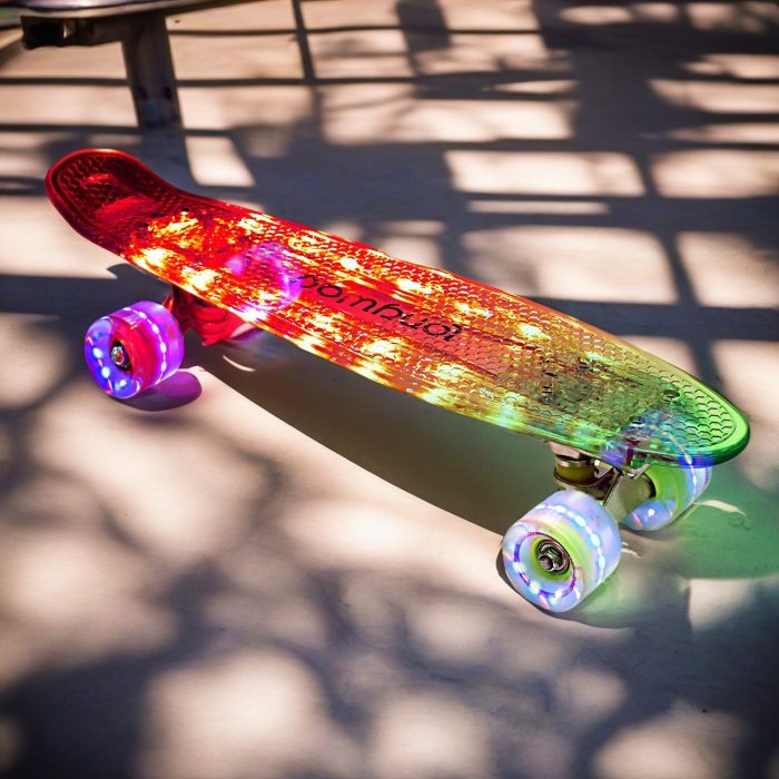 LED-Skateboard I Leuchtendes Pennyboard mit LED-RollenI I Akkubetrieben mit 6 Licht Optionen