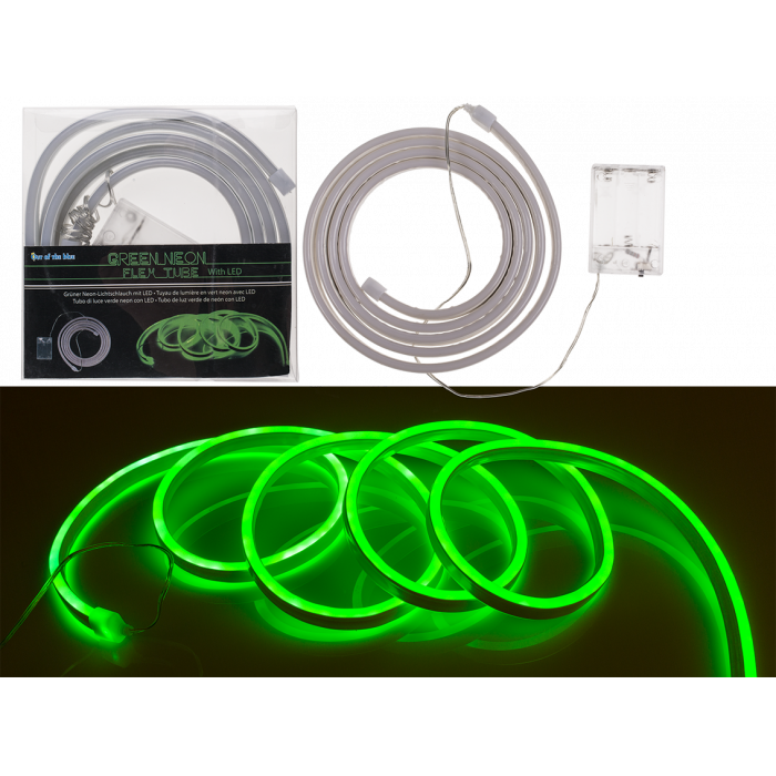 Neon light tube with LED lights up green, battery-operated I decorative light I party room