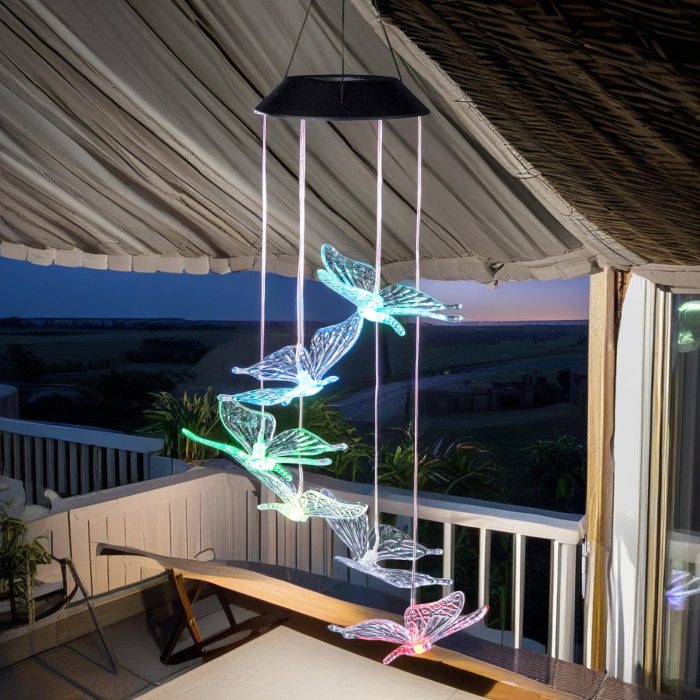 Solar LED butterflies wind chime