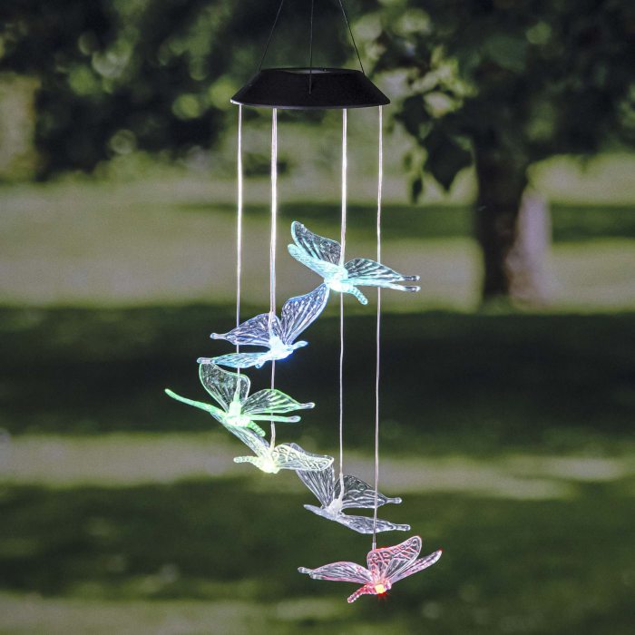 Hanging lamp with colorful butterflies