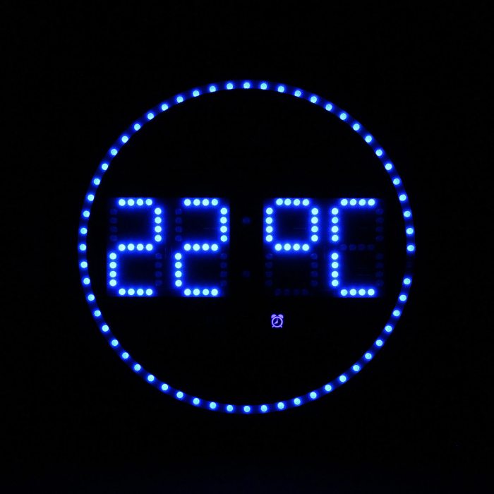 Blue LED wall clock