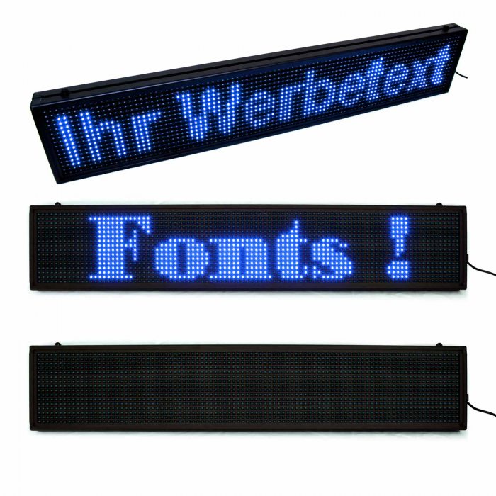 led lauftexte schaufenster blaue laufschrift