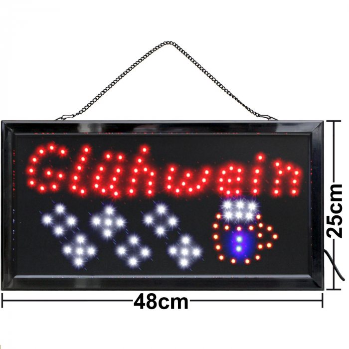 LED Glühwein Schild leuchtend