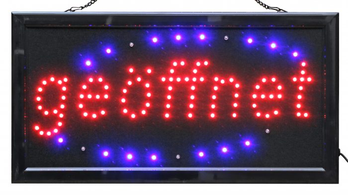 LED Schild geöffnet 48x25 cm Kleinschreibung rote Leuchtbuchstaben Reklame Ladenschild Geöffnet offen open Geschäft Leuchtschilder