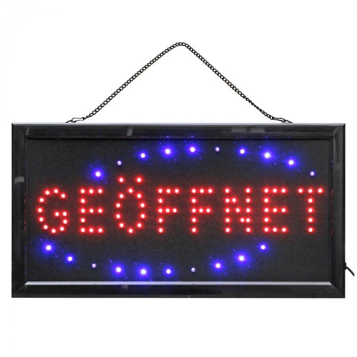 geöffnet leuchtbuchstaben
