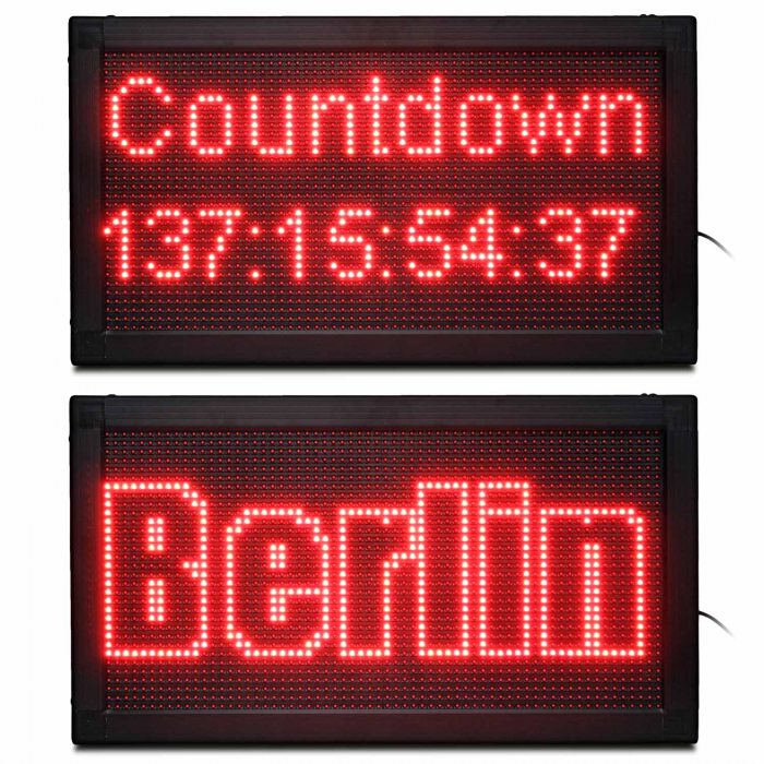 LED ticker 72x40 cm red WiFi advertising sign indoors P10