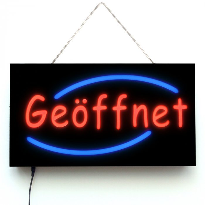 LED Ladenschild Geöffnet Leuchtkasten 44x24cm | 3 Leuchtmodi | Leuchtreklame Schild OFFEN | Schaufensterschild | offen | open