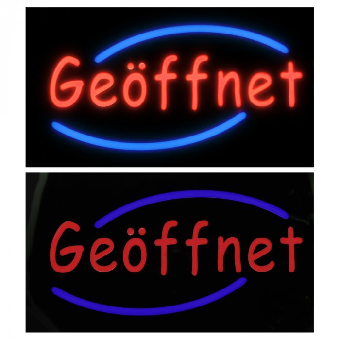 LED Ladenschild Geöffnet Leuchtkasten 44x24cm | 3 Leuchtmodi | Leuchtreklame Schild OFFEN | Schaufensterschild | offen | open