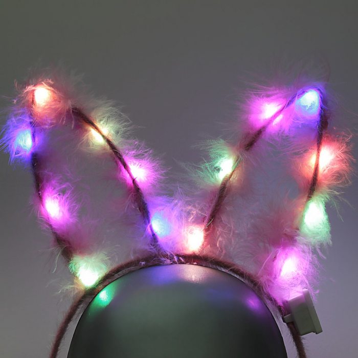 LED-Hasenohren Haarreif  rosa