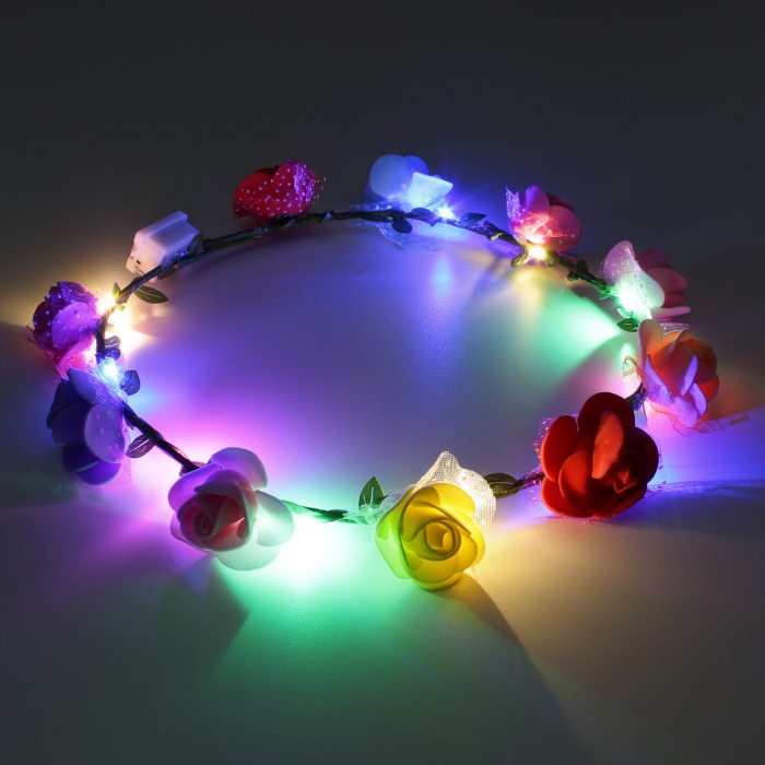 Colorful luminous hair wreath with LEDs
