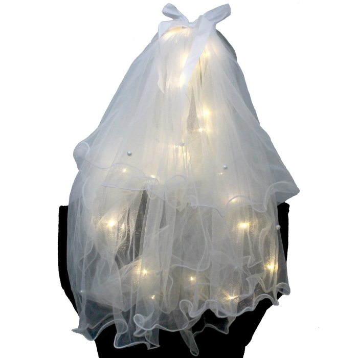 LED-Perlenschleier mit weißer Schleife