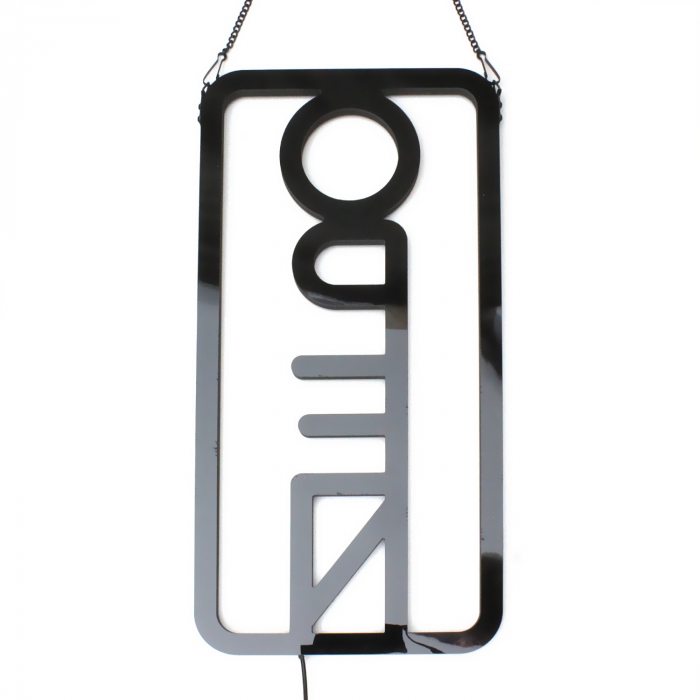 Back side neon open sign upright