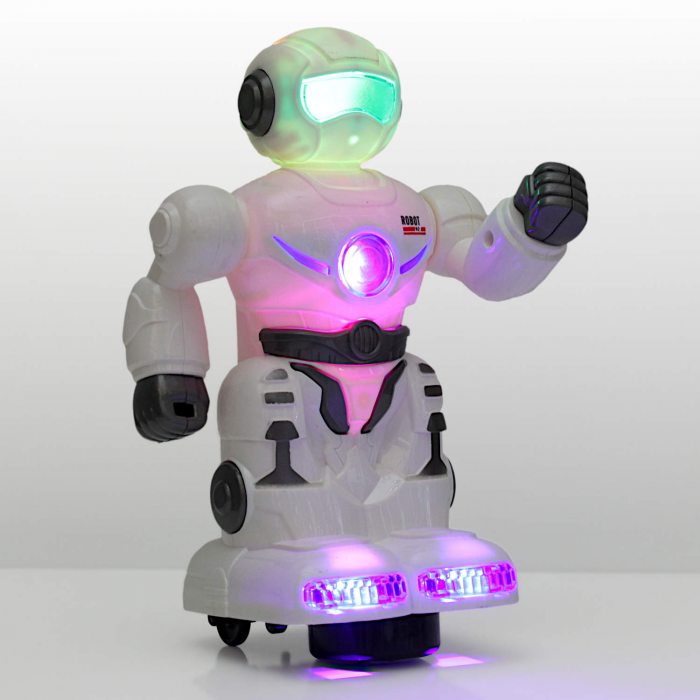 LED toy robot with sound 19 cm I battle sounds I action figure I change direction when touched I electronic children's toy