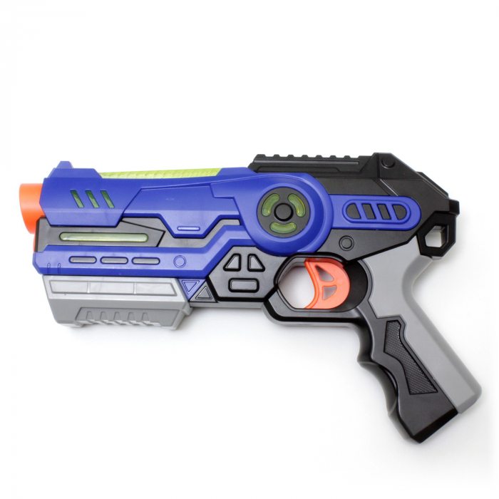 Kinderpistole Space Shooter Gun Blau mit 5 Sound-Effekten & Vibration I SciFi Spielzeugpistole Licht Schussgeräuschen & Vibrationen I Kostüm Effekt-Laserpistole