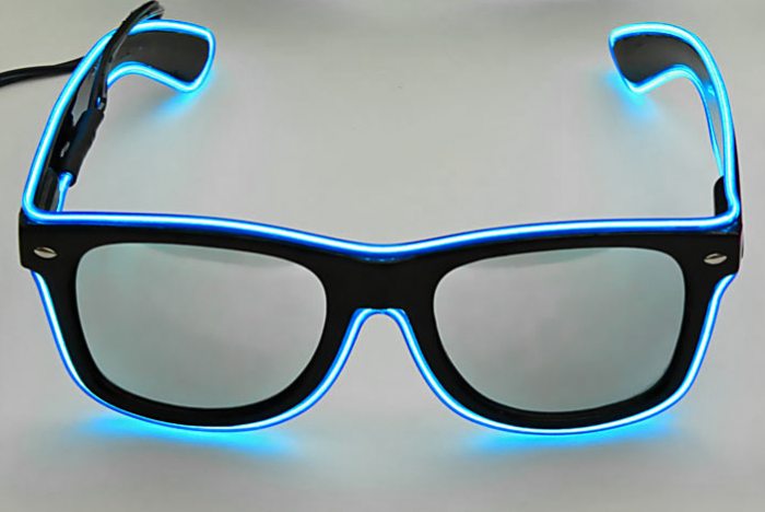 blaue led-brille el-wire musik aktivert festival geeignet
