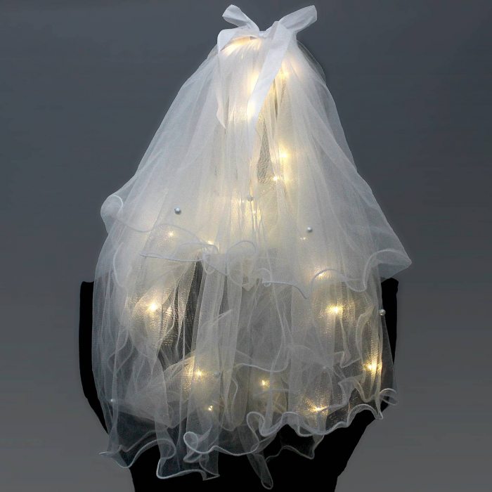 Brautschleier mit weißen LEDs und Perlen