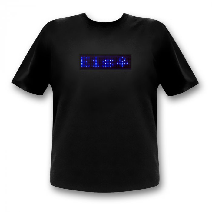 proggrammierbares led-shirt blaue text laufschriften