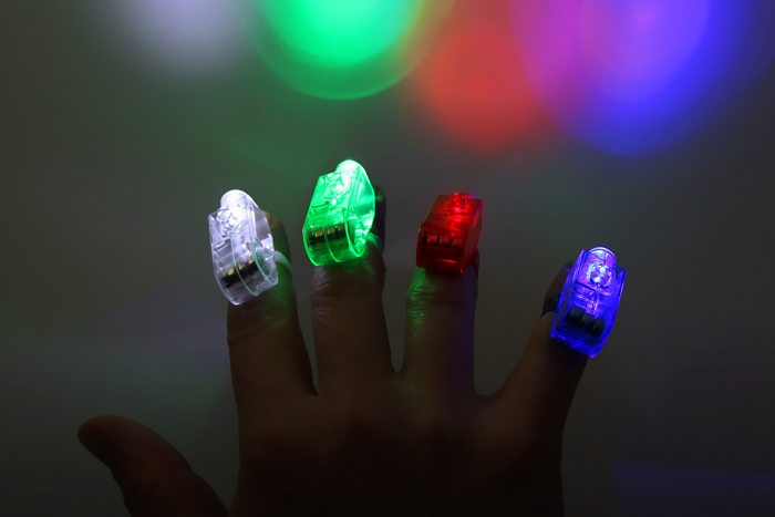 LED-Finger 5er Set I LED-Fingerlicht Partyset I  Fingerlampe Mitgebsel Party