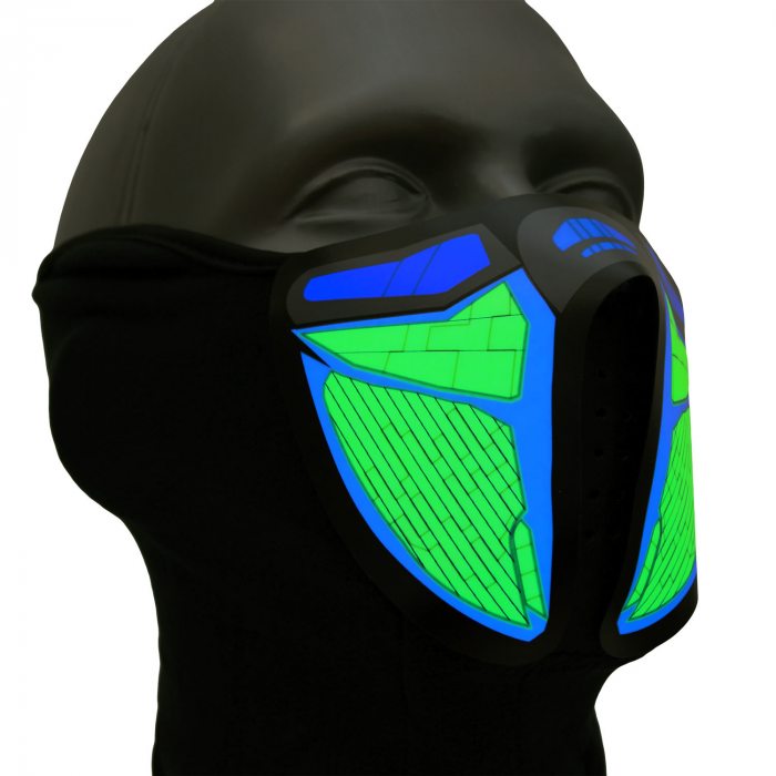 grüneblaue maske leuchtet