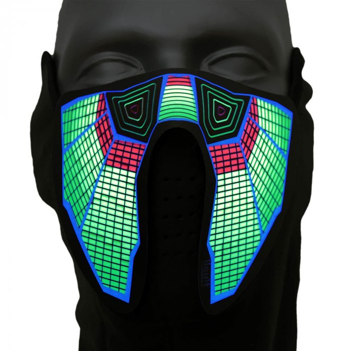 Ucult Soundaktivierte LED-Equalizer-Maske Ravemaske Mundmaske I Festivals Konzerte & Party Outfit