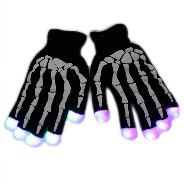 Leuchtende Halloween Handschuhe  Skelett LED-Handschuhe Karneval Fasching