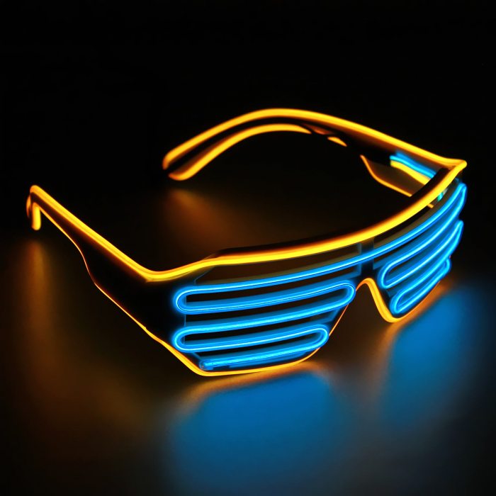 led brille shutter orange blau blinkend