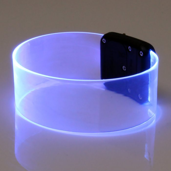 Transparentes LED-Armband mit Magnetverschluß I Leuchtarmbänder blau rot grün pink I Festival-Armband  Schlagerparty & Konzertarmband
