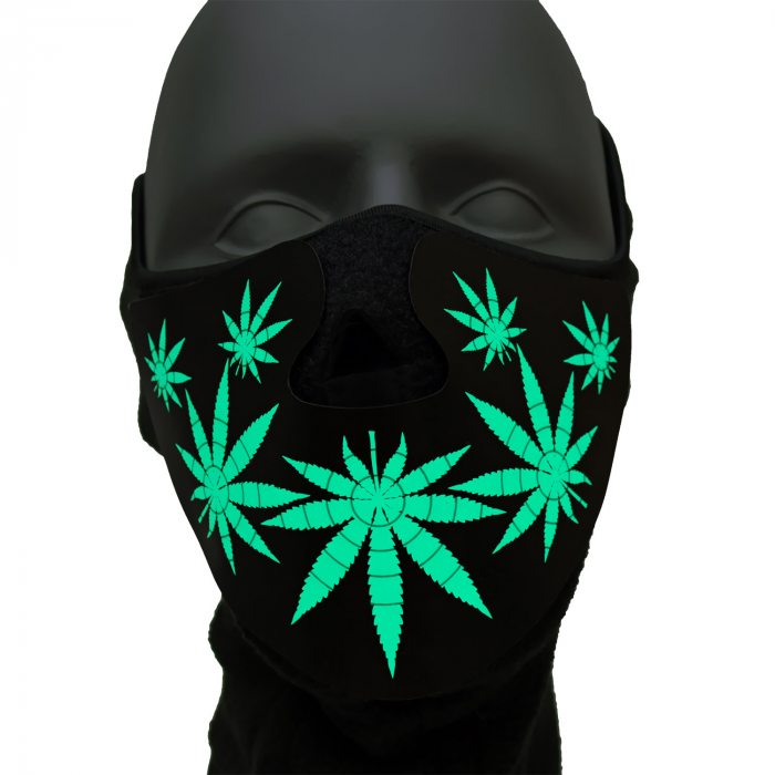 Leuchtende Ganja Mundmaske