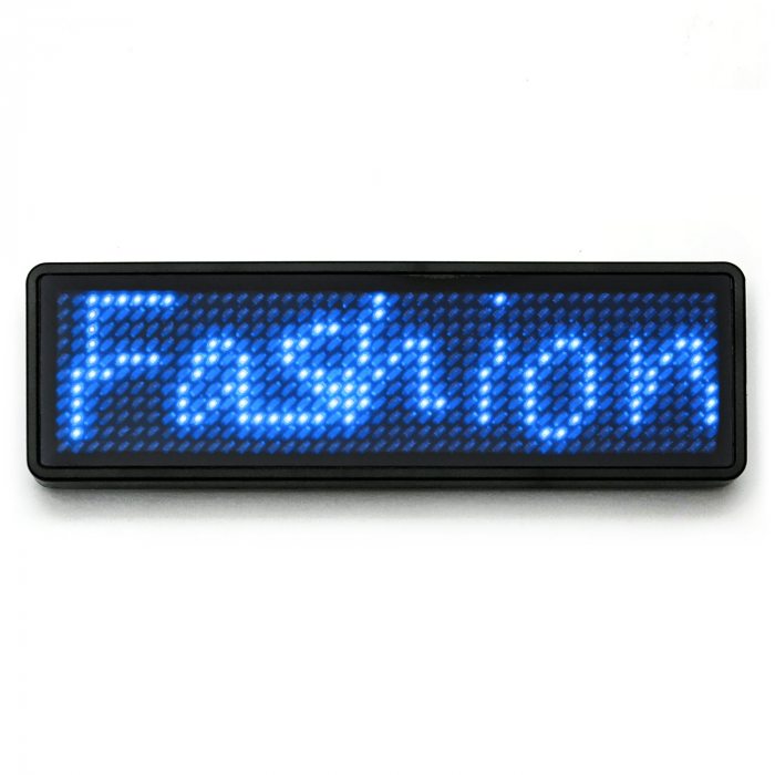 LED name tag Scrolling I App & USB programmable blue