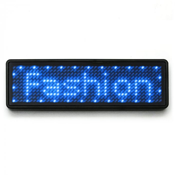 LED name tag Scrolling I App & USB programmable blue