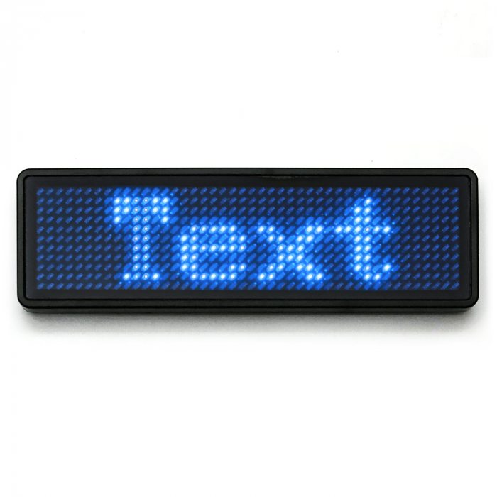 LED name tag Scrolling I App & USB programmable blue