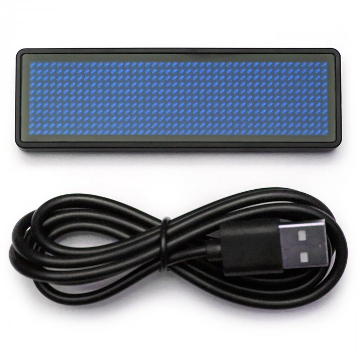 LED name tag Scrolling I App & USB programmable blue