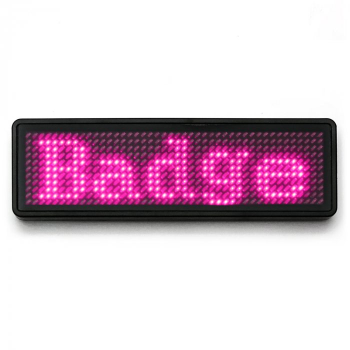 LED name tag Scrolling App & USB programmable pink
