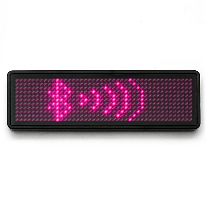 LED name tag Scrolling App & USB programmable pink