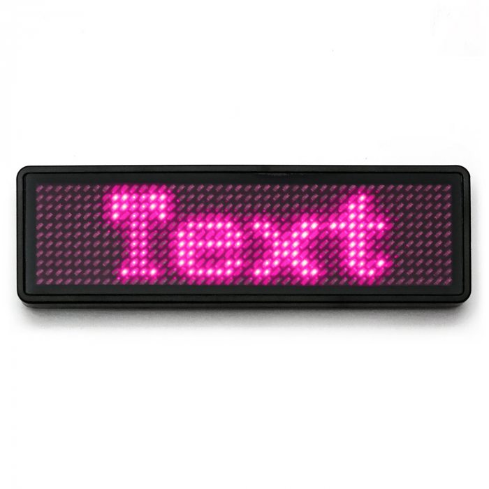 LED name tag Scrolling App & USB programmable pink