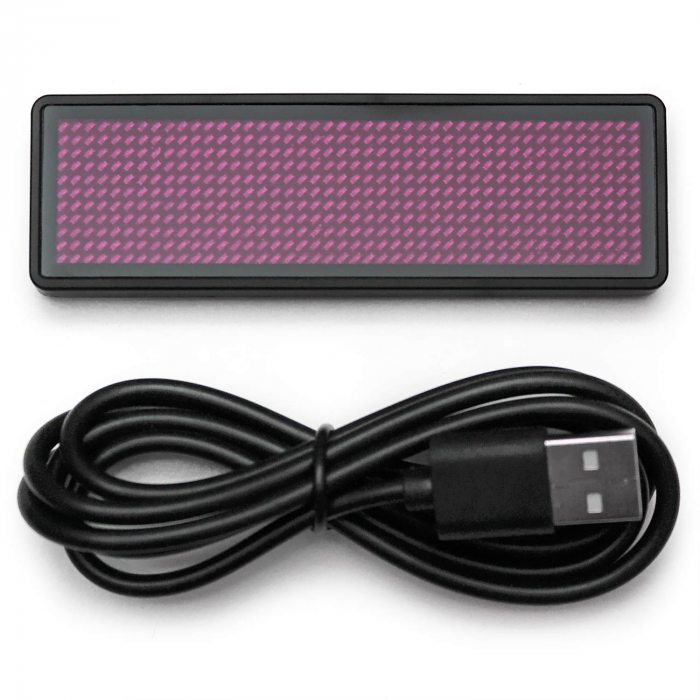 LED name tag Scrolling App & USB programmable pink