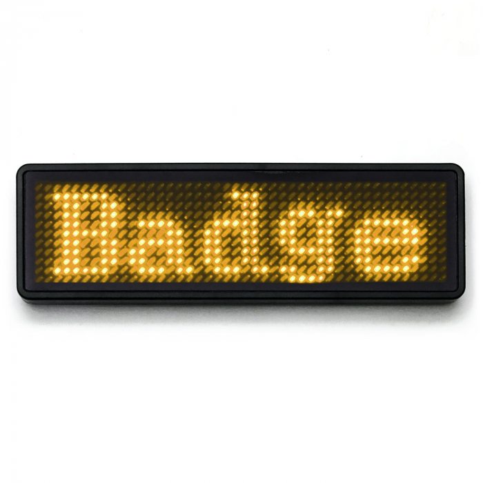 LED name tag Scrolling App & USB programmable yellow