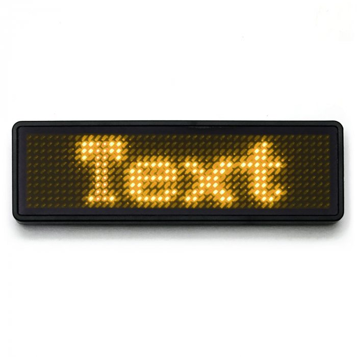 LED name tag Scrolling App & USB programmable yellow
