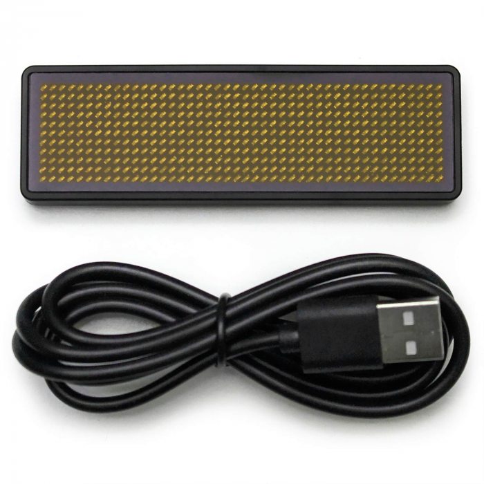LED name tag Scrolling App & USB programmable yellow