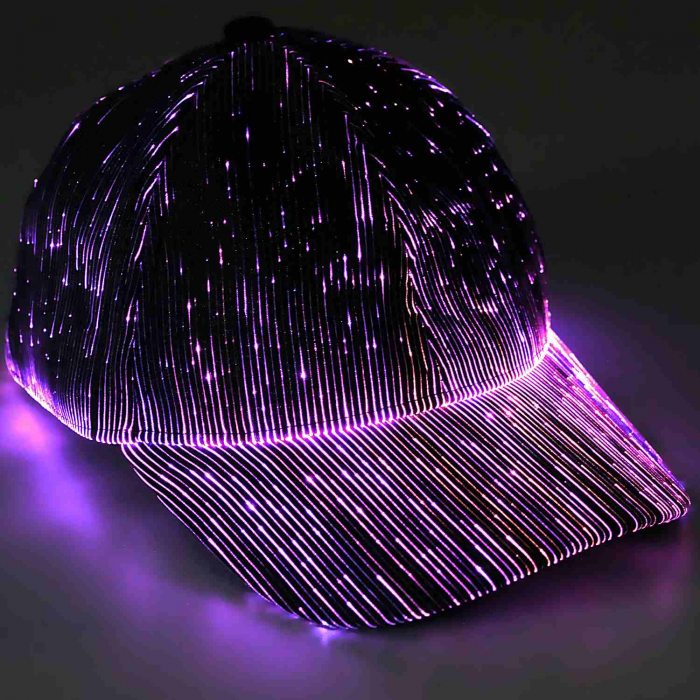 LED Glasfaser-Cap I Leuchtkappe LED-Mütze mit 7 leuchtenden Farben & 11 Leuchtfunktionen I  Leuchtendes Basecap akkubetrieben