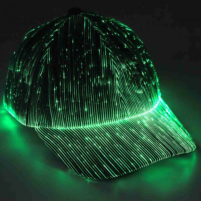 LED Glasfaser-Cap I Leuchtkappe LED-Mütze mit 7 leuchtenden Farben & 11 Leuchtfunktionen I  Leuchtendes Basecap akkubetrieben