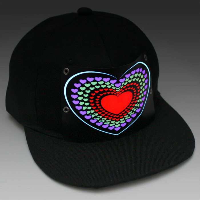Leuchtende Herz Snapback Cap Ucult I Leuchtende Partymütze mit 5 Leuchtoptionen I Muttertagsgeschenk I  Festivaloutfit I Schlagerparty Mütze