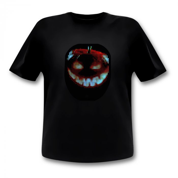 Programmierbares LED T-Shirt mit vielen Motiven, Animationen, eigenen Texten & Selfie-Funktion I Wireless Handy App Shirt I Soundsensitiver Equalizer