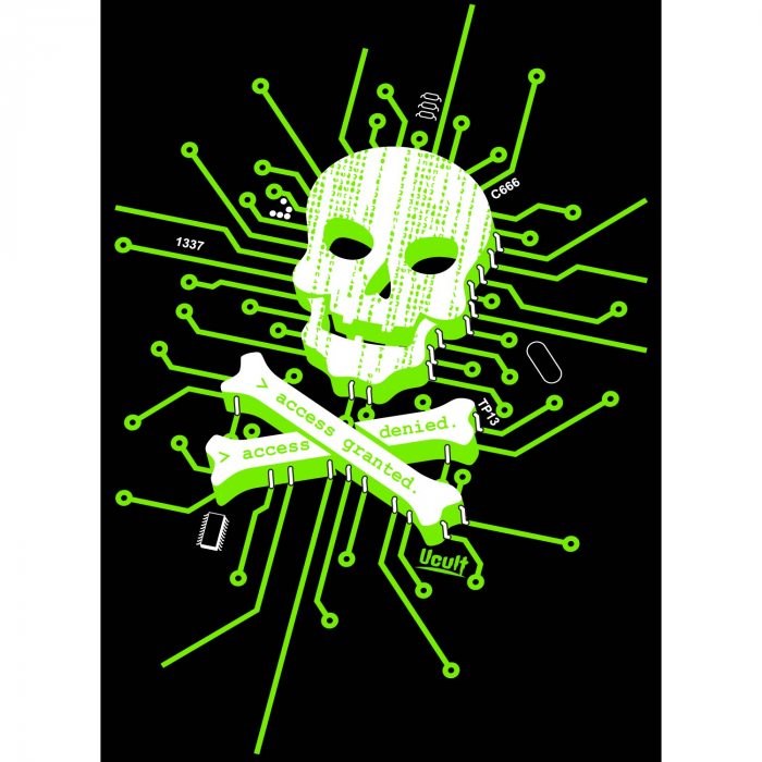 Männer Hacker T-Shirt mit Totenkopf  hochwertiger Siebdruck  CPU 1337 access denied access granted I Geekshirt Hackershirt Computerfreak Shirt