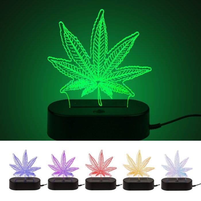 3D lamp hemp leaf