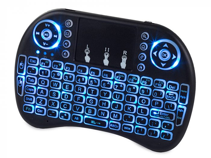 blau beleuchtete Funk Mini Tastatur mit Touchpad