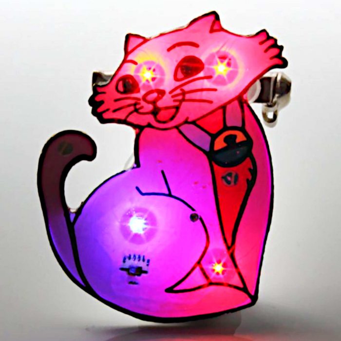 Katze LED-Blinky I Blinky Anstecker Brosche Blinki Pin Button