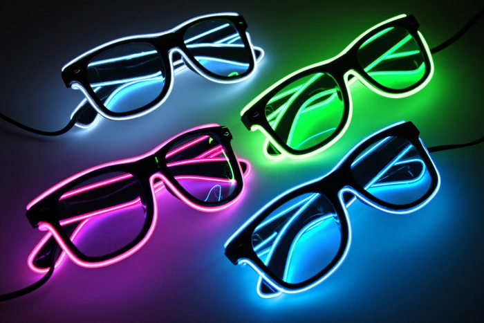 Soundsensitive LED-Brille transparent