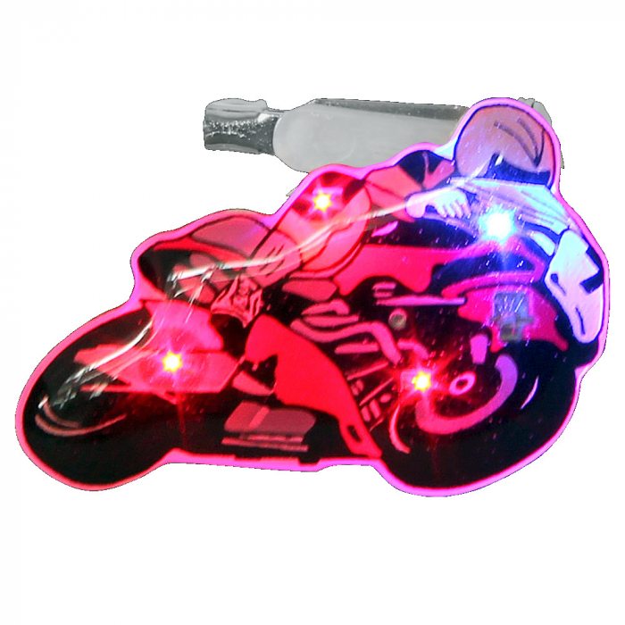 LED pin racing motorcycle blinky pin brooch